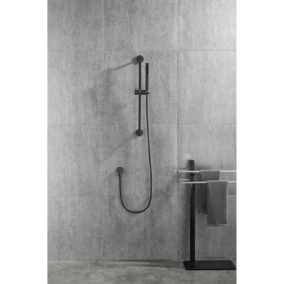 59-Inch Hose Shower With 28-Inch Slide Bar - Adjustable Height Head Nozzles Stainless Steel Matte Black Look -Performance And Nozzles, Style
