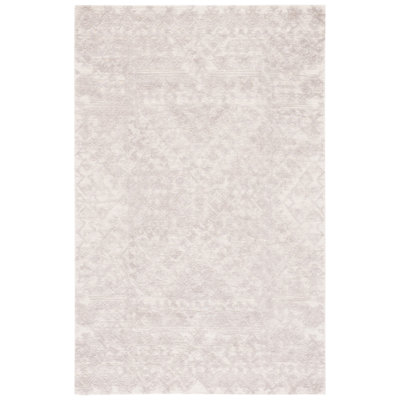 Jaquelene Hand Tufted Wool/Cotton Southwestern Rug in Gray/Ivory