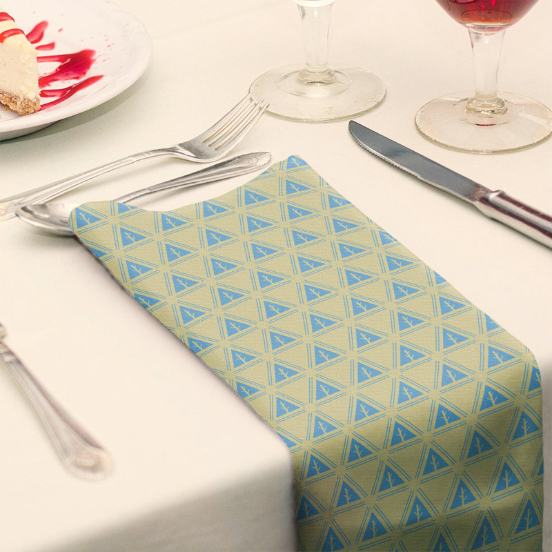 Serviette de coton à arbre minimaliste deux couleurs Barbra, H 0,1 po x l 10 po x P 10 po, Jaune clair / bleu, Sergé de coton