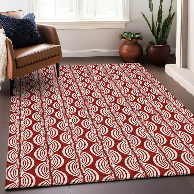 Tapis intérieur / extérieur rouge Kairova , 5' x 7'6"