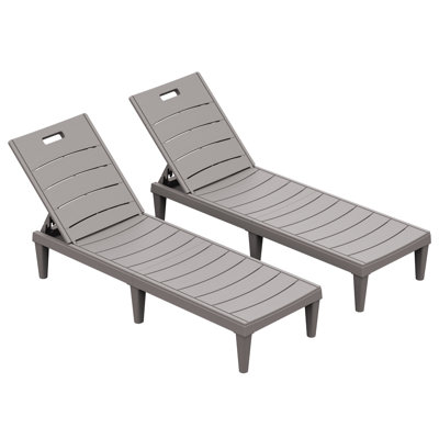 Chaises longues d'extérieur 2 pièces avec dossier réglable