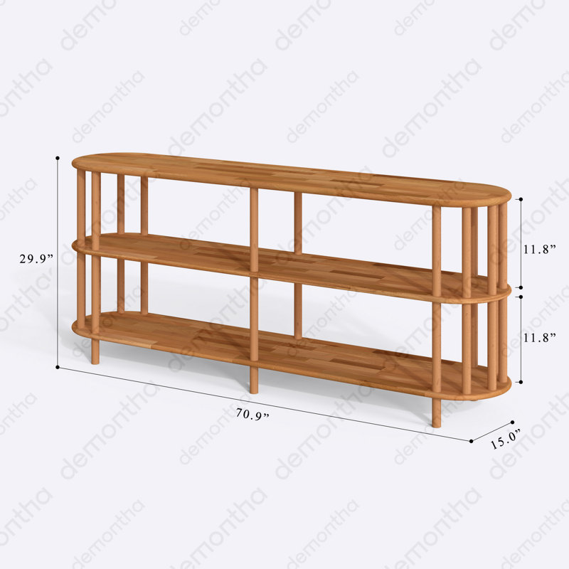 Bibliothèque basse Kyoto, (3 tablettes) H 29,9 po x l 70,9 po x P 15 po