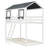 Twin Over Twin Bunk Bed Wood Bed with Roof, Window, Guardrail, Ladder (White)