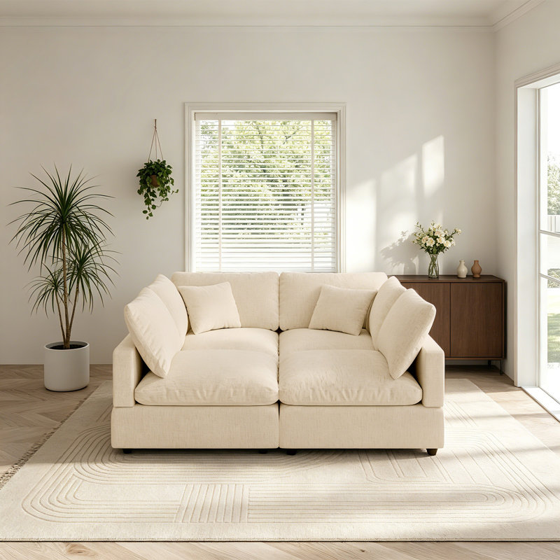 Nyjae 67'' Upholstered Sofa, Cloud Sofa, 4 Seat Sectional Sofa Couch Modular Sleeper Sofa Bed for Living Room Apartment