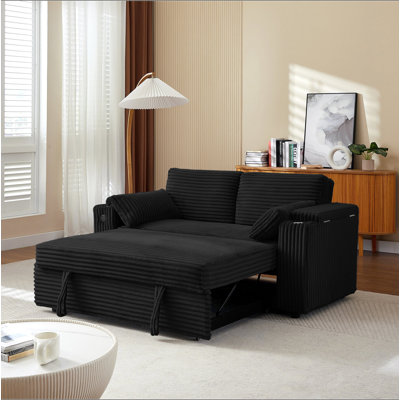 Causeuse-causeuse avec accoudoirs de rangement, port USB