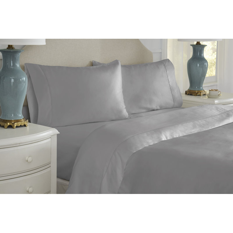Sateen Solid Colour Sheet Set, Grey, King