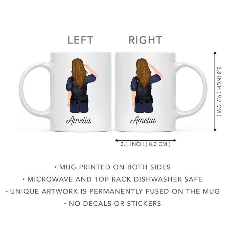 Tasse à café personnalisée, Oui, Blanc / brun, femme, agent de police 1