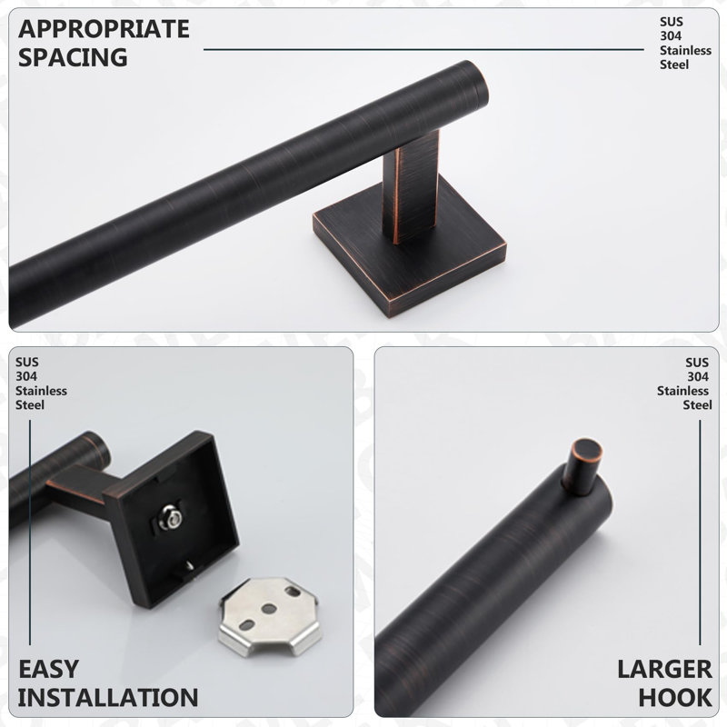 4 - Piece Bathroom Hardware Set, Matte Black