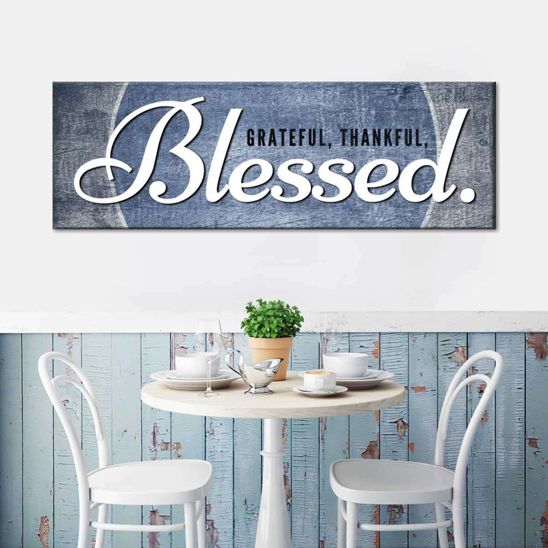 Blessed Inspirational Typography Canvas Print, 10" H x 30" W x 1.25" D
