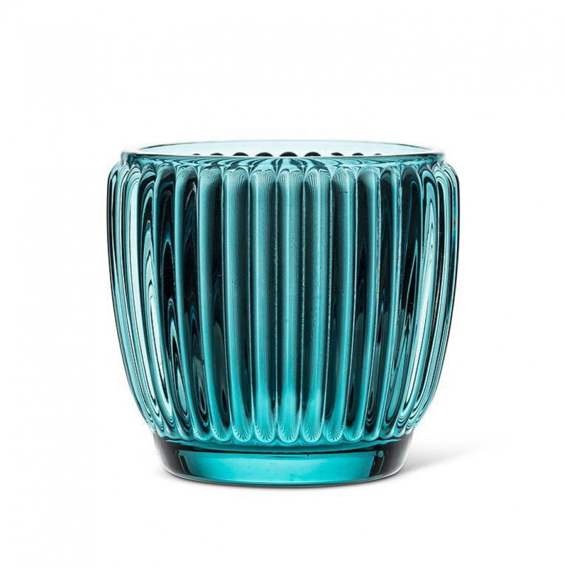 Porte-bougie à nervures, Bleu