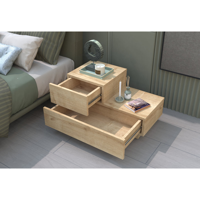 70cm W Manufactured Wood Bedside Table, Oak