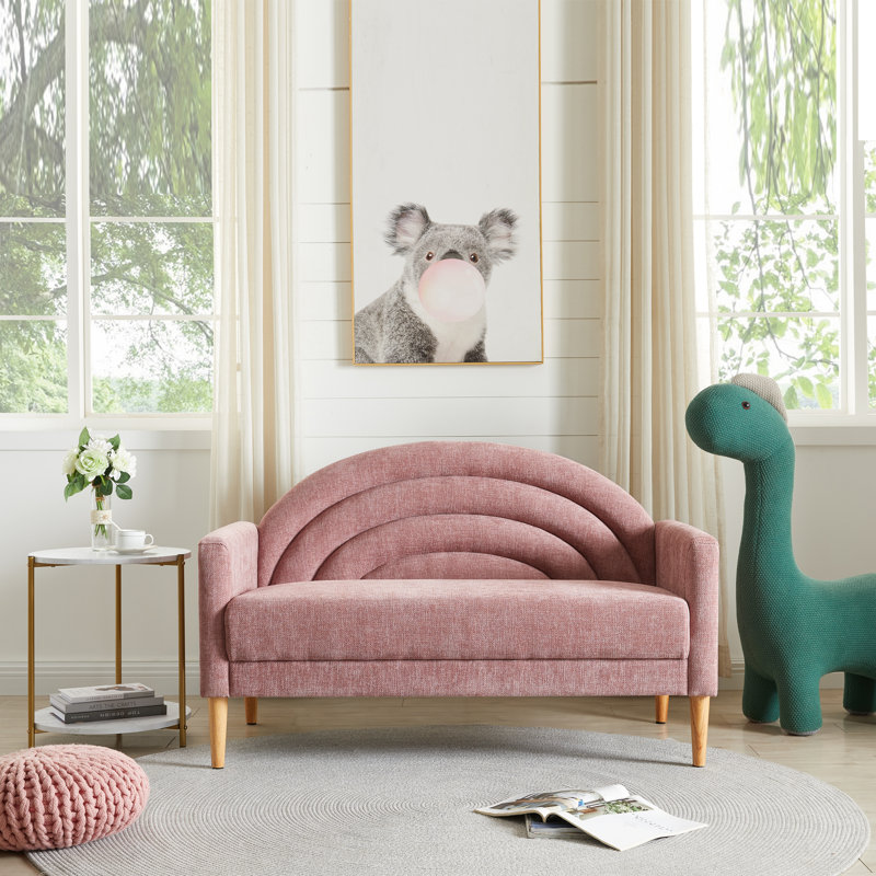 Canapé rembourré à deux places Michala, H 31,5 po x l 49,6 po x P 30,7 po, Polyester rose