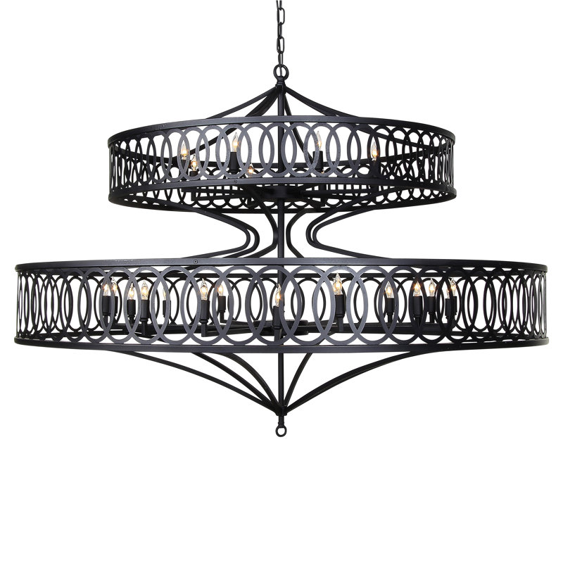 Lustre étagé style bougie à 18 lumières Lafayette, Feuille d'argent