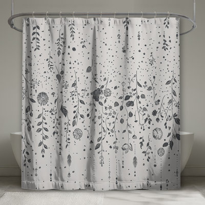 Botanical Shower Curtain -  Floral Bathroom Decor Minimalist