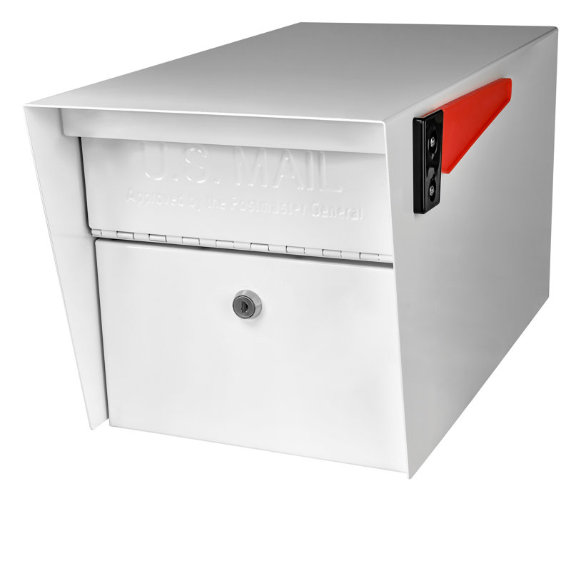 Mail Manager Locking Security Post Mounted Mailbox, Alpine White