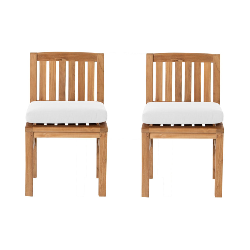 Huntington Fabric Mission Back Side Chair, Teak, White