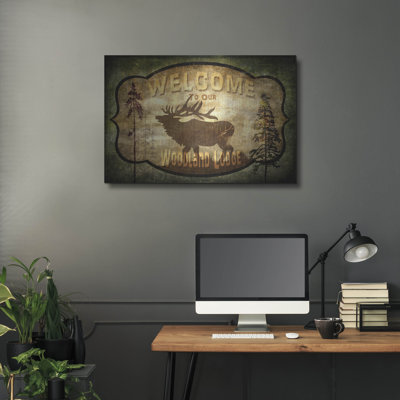 Art mural en métal Millwood Pines «Welcome Lodge Elk» par Lightbox Journal