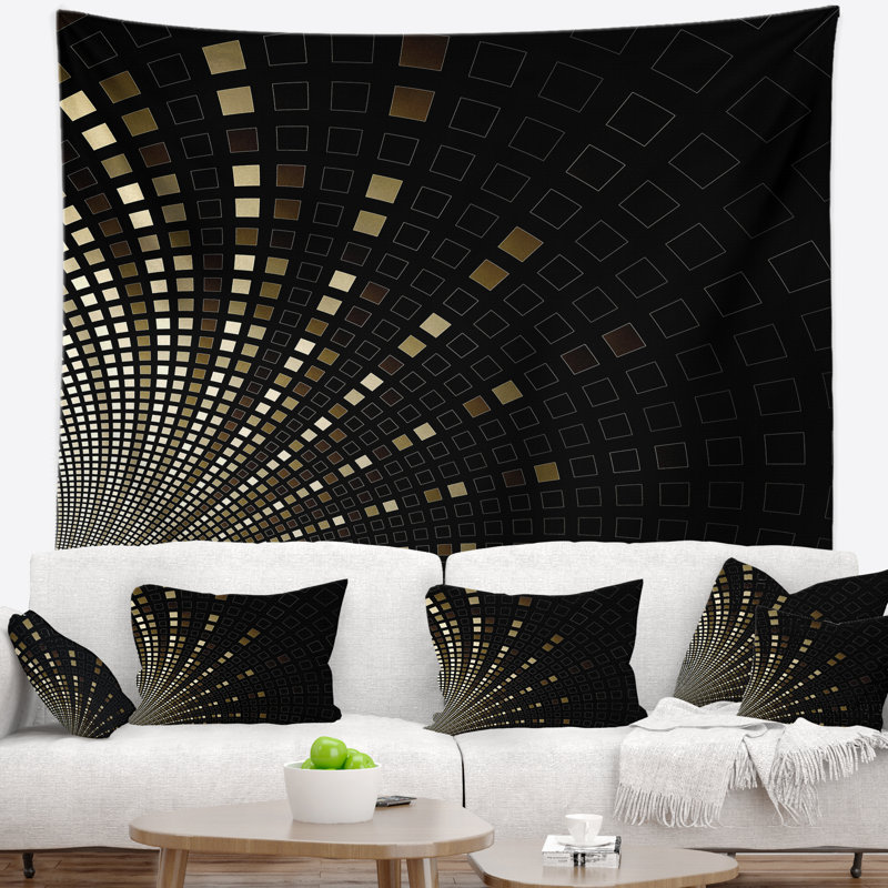 Mosaïque de pixels carrés abstraits sur tapisserie, H 50 po x l 60 po