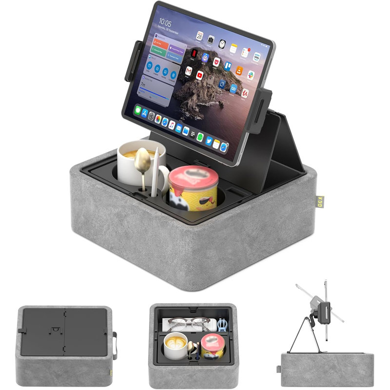 Bureau pour ordinateur portable avec porte-gobelet et plateau de rangement