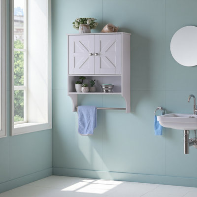 Au-dessus de la toilette, armoire de pharmacie de ferme avec 2 portes et tablettes réglables, 21,65 po x 7,1 po x 27,6 po, salle de bain, salon