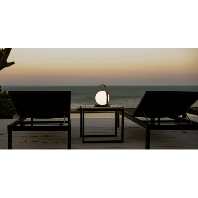 Bola Battery Powered Integrated LED Outdoor Lantern, Chrome/Tan 