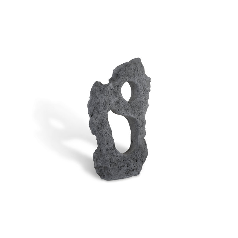 Formations Colossal Cast Stone Sculpture, Two Holes, Charcoal Stone