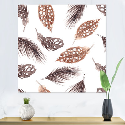 " Brown And Gray Polka Dot Feathers "