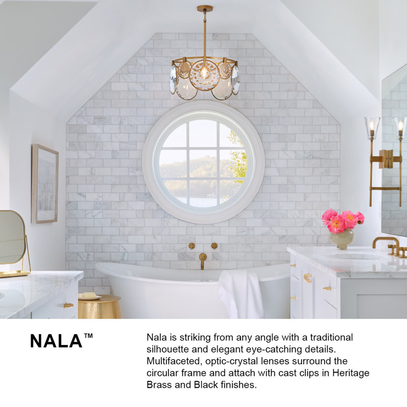 Nala 15 - Light Crystal Tiered Chandelier, Heritage Brass