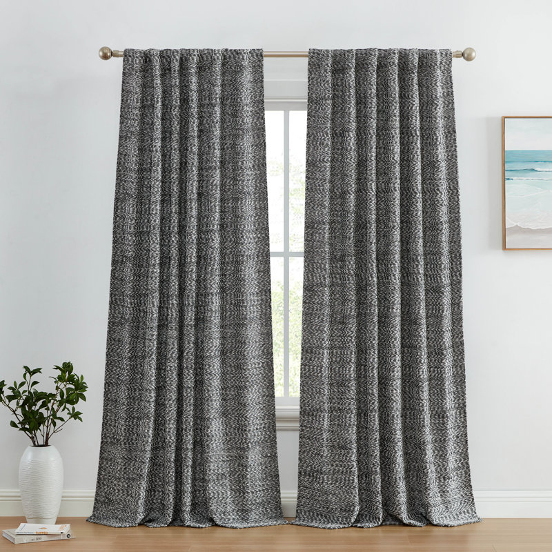 Latitude Run® Hermania Jacquard Slub Texture - Privacy Curtains With Back Tab Rod Pocket Lightweight Window Curtains Drapery Panels For Bedroom, Dining Room & Living Room, 2 Panels