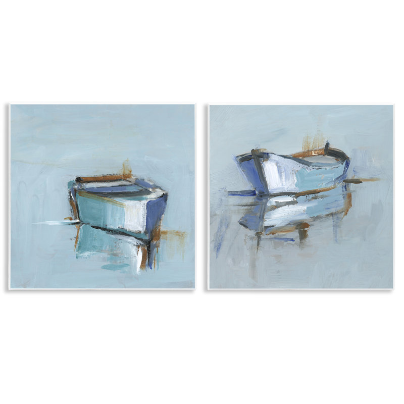 Ensemble de 2 plaques murales Calm Boat Reflection, par Ethan Harper