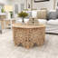 Table basse en bois massif sculpté floral Kenery-1484936501