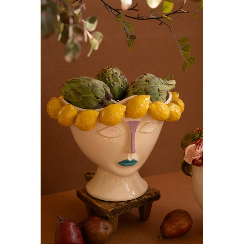 CERAMIC HEAD VASE WITH LEMONS