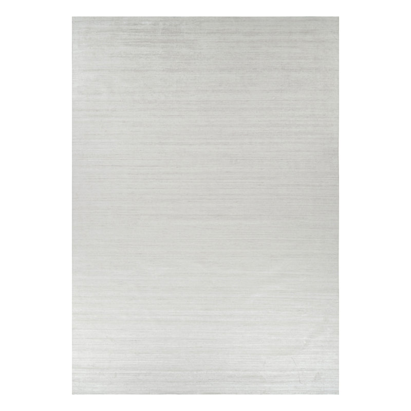 Rug & Kilim's Oversized Textural Rug In Solid White, Gray And Cream Striae