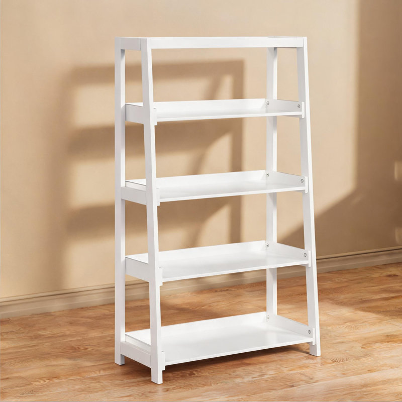 Étagère de rangement classique classique en bois blanc à 4 tablettes, étagère verticale contemporaine de 54 pouces pour l'organisation de la maison
