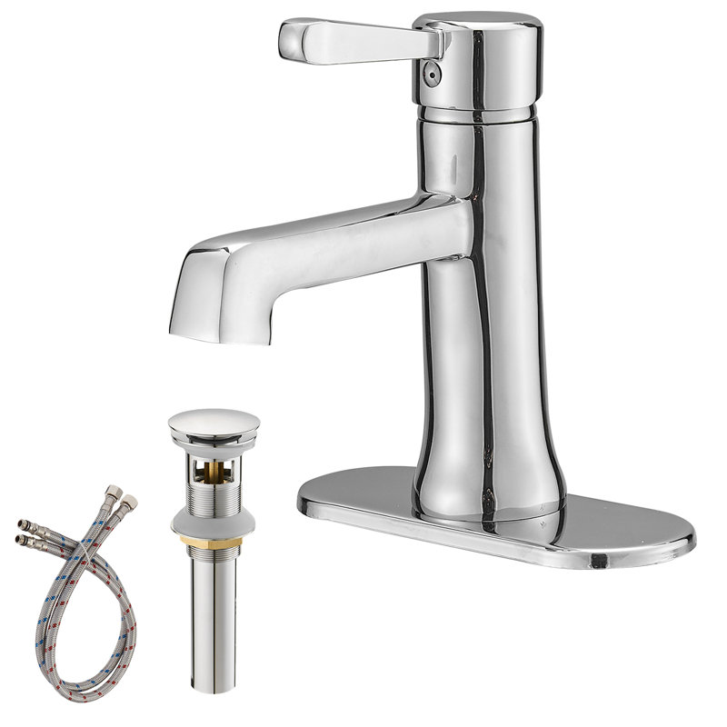 Single-Hole Single-handle Bathroom Faucet with Drain Assembly, Chrome