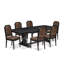 L'ensemble de table de salle à manger 7 pièces se compose d'une table de salle à manger et de 6 chaises de cuisine en similicuir texturé brun avec dossier haut - finition sablée-639793131-639793128-639793129
