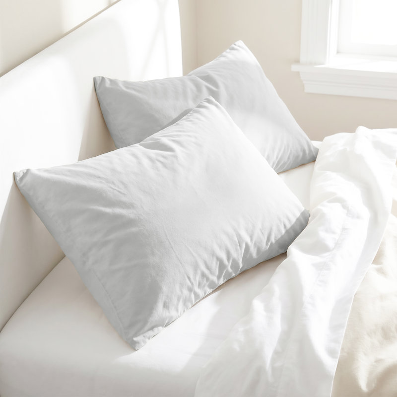 Ensemble de taie d'oreiller 100% coton américain en lin doux (respirant) de qualité hôtel, Light Gray, 20X30" STANDART