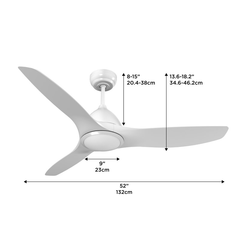 ONE Smart Modern All Season 52" Ceiling Fan with LED Light, Remote, Reversible and Compatible with Alexa/Google 6 Speeds and Light Kit included