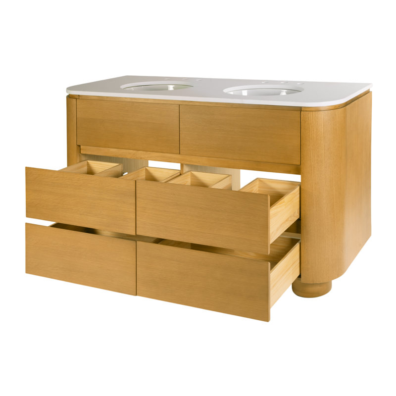 Genoa 60. in. W Quartz 4 Drawer Double Bathroom Vanity, 60"