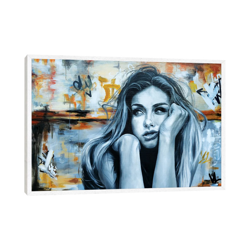 Thoughtful Mood 1 Piece Painting on Canvas, 45.72cm H x 66.04cm W x 3.81cm D, White Framed