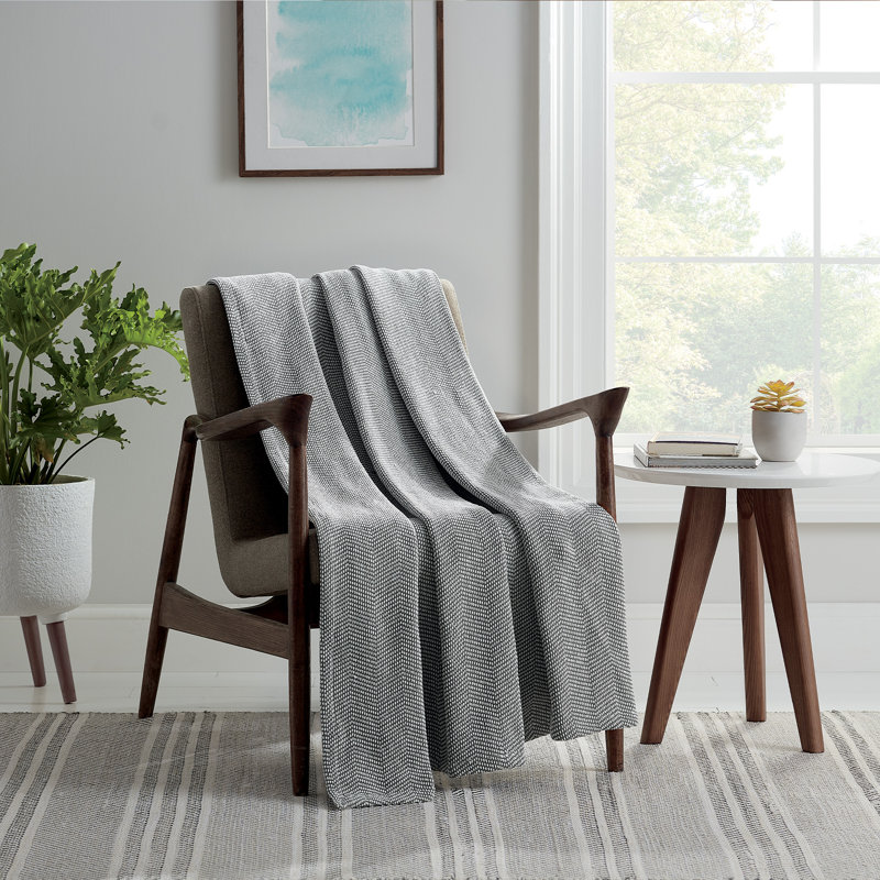 Couverture de luxe en mélange de coton toutes saisons, Simple, Gris foncé