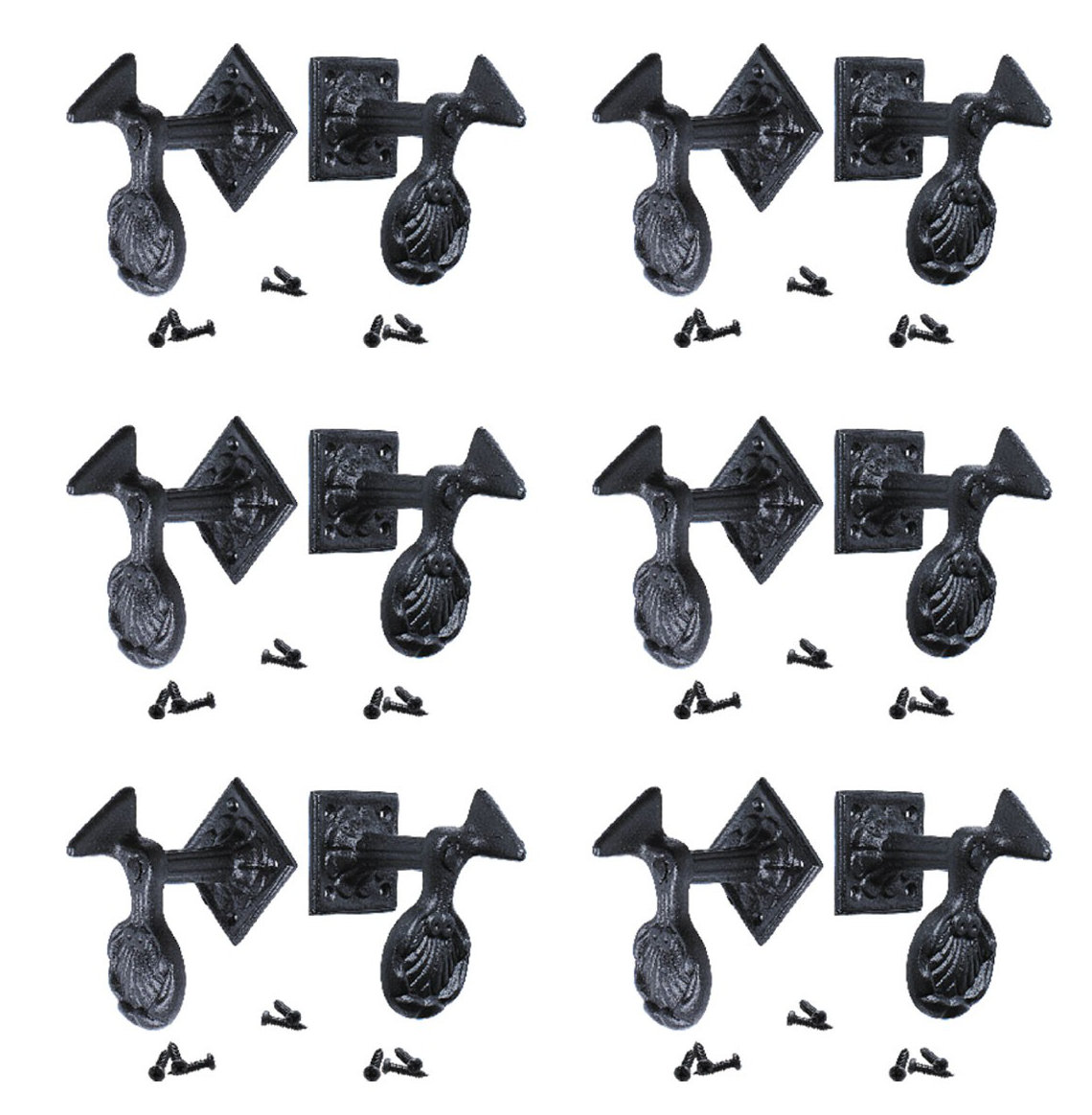 The Renovators Supply Inc. 12 Piece Dog Wrought Iron Seashell Wood