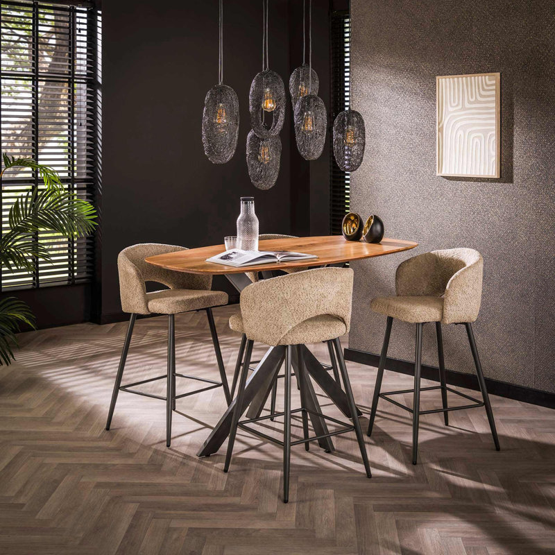 Tammy Acacia Oval Wood Top Dining Table with Steel Base