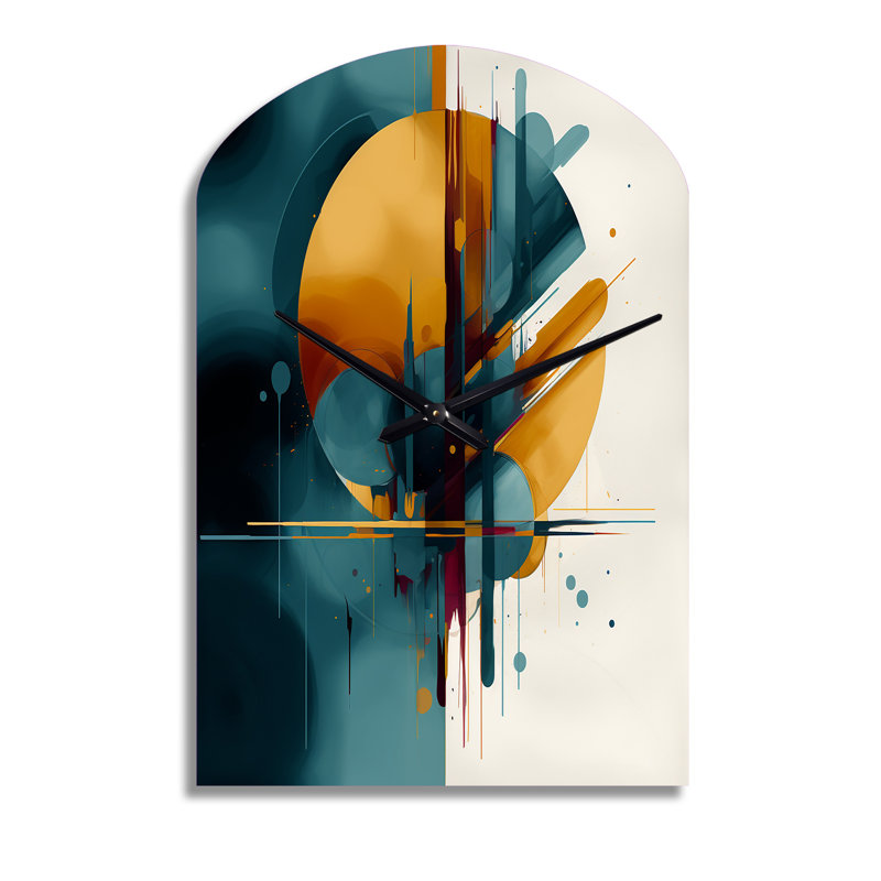 La géométrie de la lumière I - horloge murale asymétrique moderne en métal, impression d'horloge murale jaune, Grand