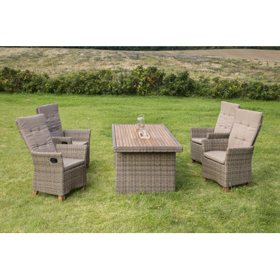 Inouye 4 - Person Patio Dining Set Rectangular Table with Cushions Included
