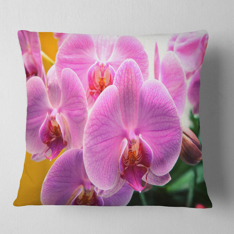 Coussin magnifique fleur d’orchidées, Coussin décoratif, 16 po x 1 po