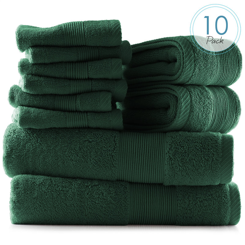 Ensemble de serviettes 100% coton ultra doux et absorbant Danni-Lee., Vert forêt