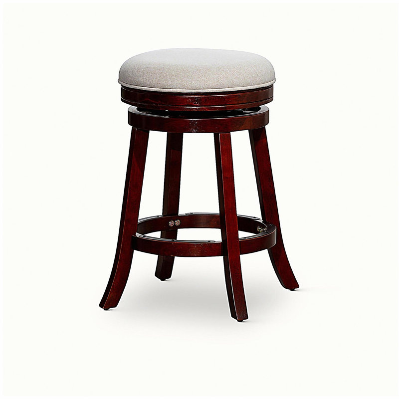 Tabouret de bar 24 po couleur cerise, siège en tissu beige