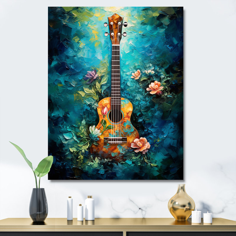 Guitare tropicale euphonique III, H 32 po x l 24 po x P 1 po, Toile tendue