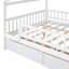 Lit double en bois avec deux tiroirs, blanc
